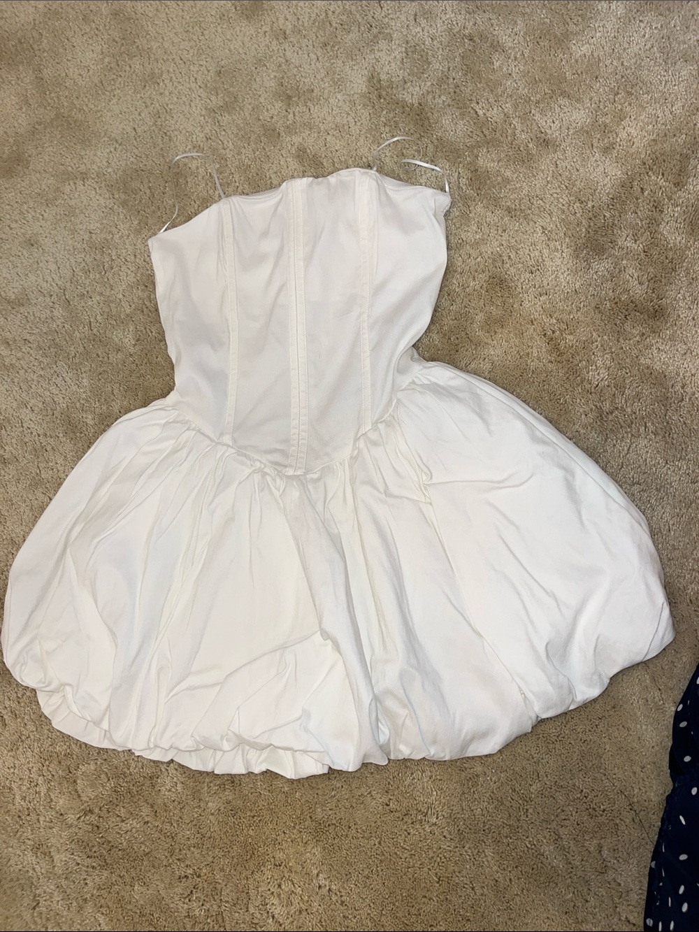 White Strapless Puff Skirt  Dress